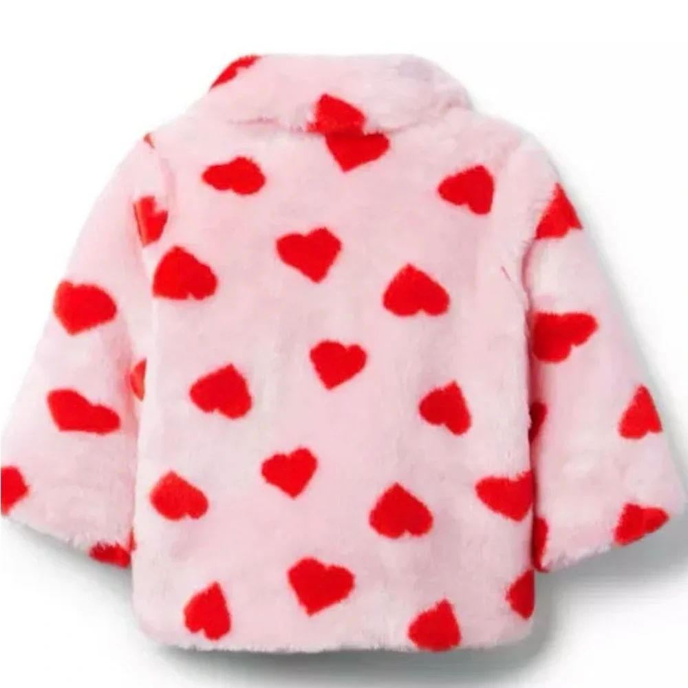Janie and Jack Heart Faux Fur Jacket - Girls 5-6 - Picture 2 of 7